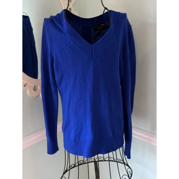 Banana Republic Filpucci US Blue Italian V Neck Back Button Sweater S Merino Woo - Picture 1 of 4